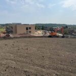 External landscaping is formed on the grounds around the Pudsey Sixth Form College building