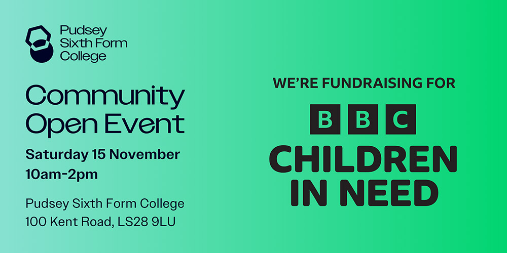 Pudsey Sixth Form College Community Open Event Just giving header banner