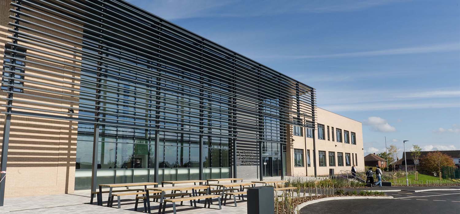 Two story building with brise soleil installed of Pudsey Sixth Form College