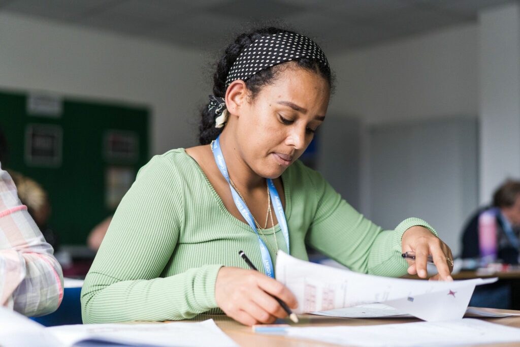 Student taking an exam